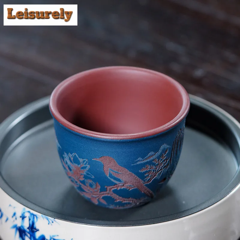 180ml Yixing Zisha Bird Fun Teacup Retro Tea Bowl Cute Cup Tea-tasting Smelling Cup Jianzhan Master Cups Teaset Supplies Craft