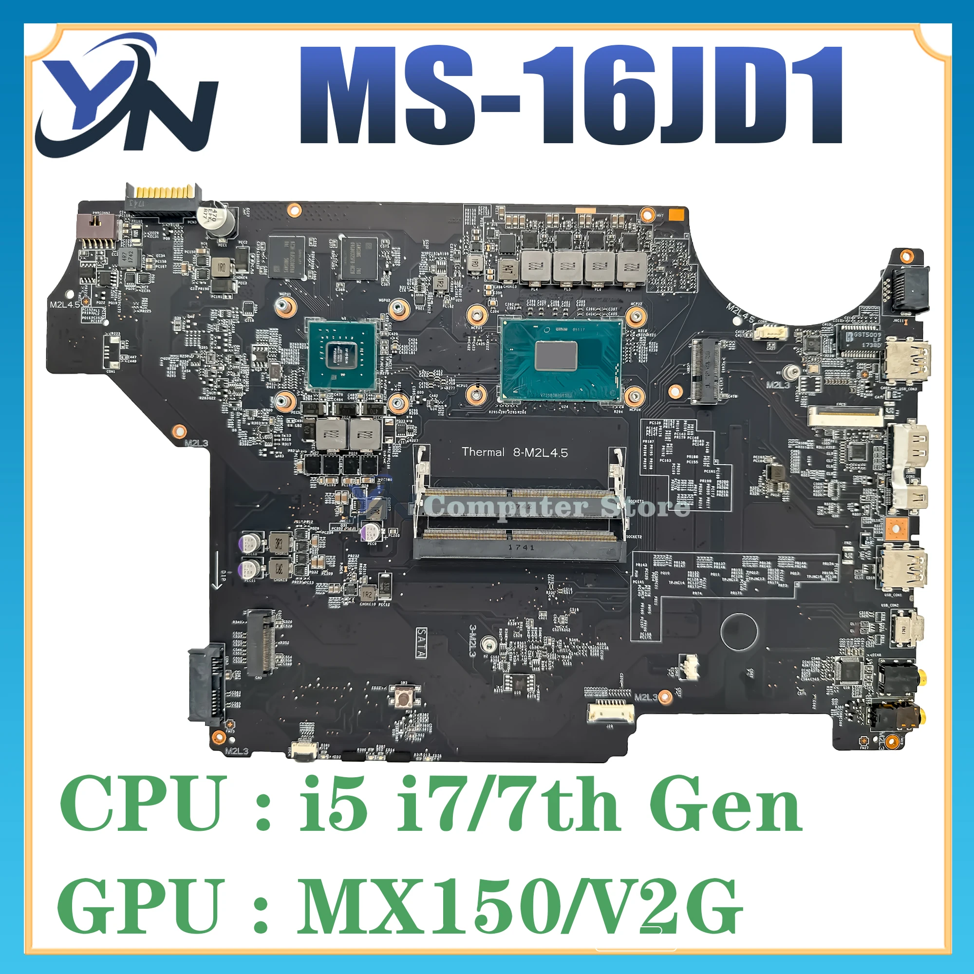 

MS-16JD1 Mainboard For MSI GL62 GL72 GL72VR GL62VR MS-16JD Laptop Motherboard With i5-i7/7th Gen MX150/V4G 100% Tested OK