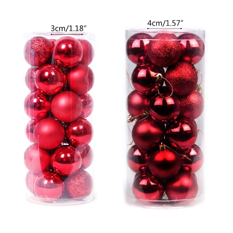 

270F Decorative Christmas Tree Pendants 24pcs/box Glitter Powder Ball Pendant Ornament Christmas Baubles Balls Ornaments Gift