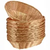12Pcs Handwoven Oval Plastic Basket, Wicker Bread Baskets, Tabletop Fruit Vegetables Food Serving Basket for Home & Kitchen 4