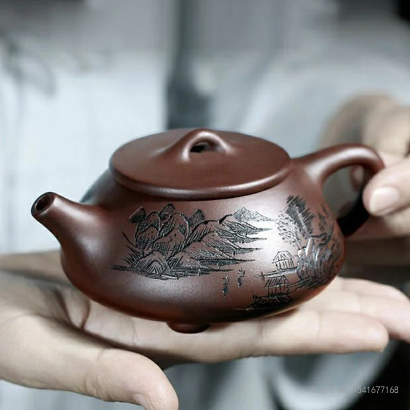 Chinese Yixing Purple Clay Teapot, Kung Fu Tea Set, Household Teaware Heavenly Way Rewards Diligence Stone Ladle Pot, 240ml, 1Pc