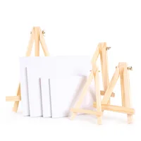2-in-1 Mini Wooden Easel With Canvas Set,Portable Desktop Art Easel Stand With Blank Canvas,For Acrylic,Watercolor,Oil Painting 2