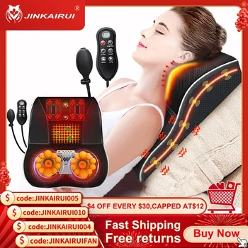 Jinkairui elettrico Shiatsu testa collo cervicale Ttraction massaggiatore per il corpo cuscino per la schiena dell'auto con dispositivo di massaggio vibrante riscaldante