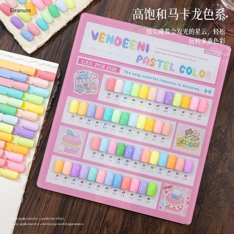 벤디니 48색/세트 사계절 퓨어 컬러 젤 네일 폴리쉬 TPO HEMA FREE 세미 퍼머넌트 UV 쏙 오프 젤 바니쉬 디스플레이 포함