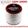 Warknife 16 Strands 100M - 2000M Hollow Core PE Braid Extreme Japan Braided Fishing Line 20LBs-500LBs Fishing Assist Line White 1