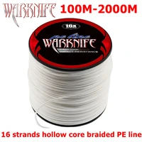 Warknife 16 Strands 100M - 2000M Hollow Core PE Braid Extreme Japan Braided Fishing Line 20LBs-500LBs Fishing Assist Line White 1
