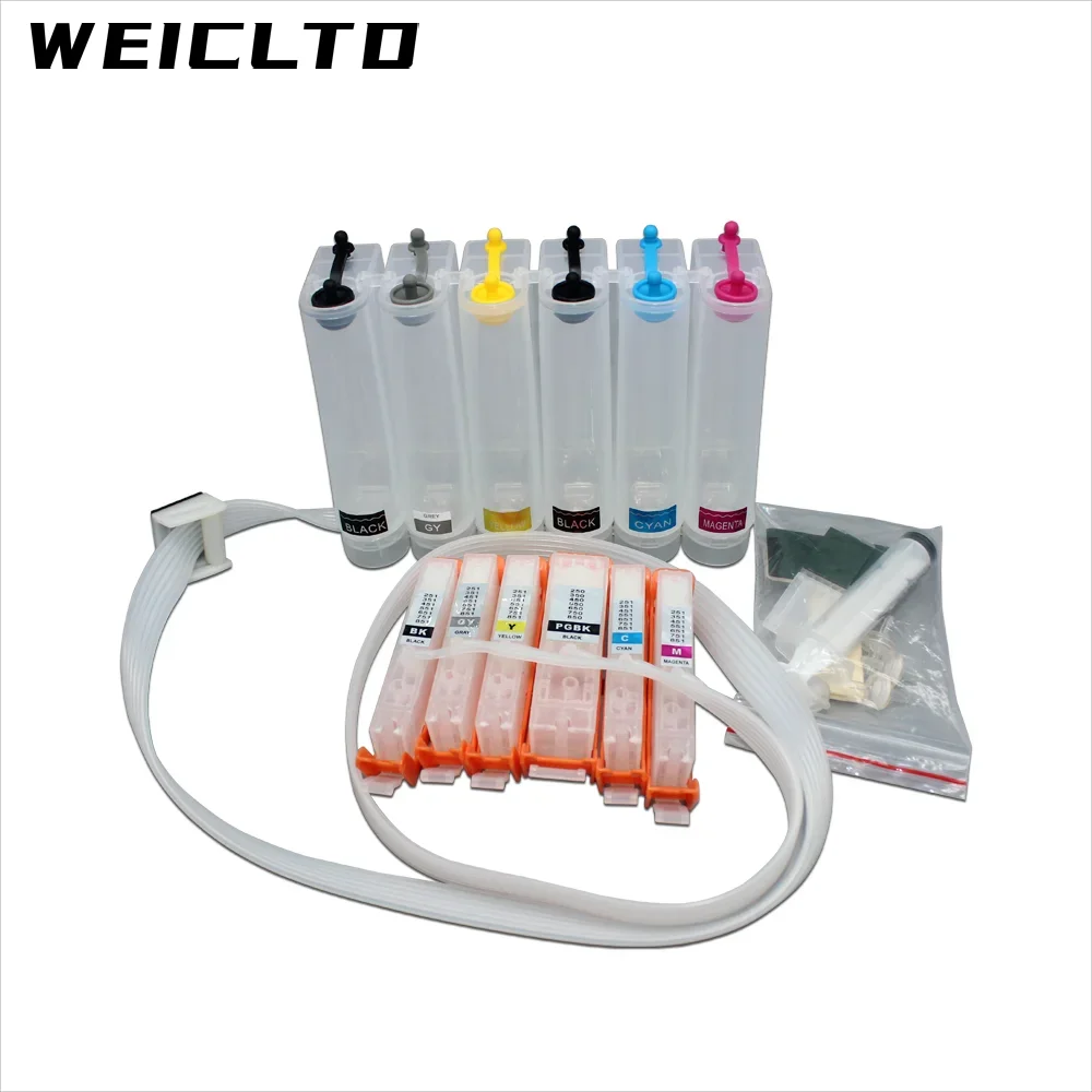 6 색 PGI-750 CLI-751 PGI750 CLI751 Canon MG6370 MG6670 MG7170 MG7570 iP8770 프린터 용 자동 재설정 칩이있는 Ciss 시스템