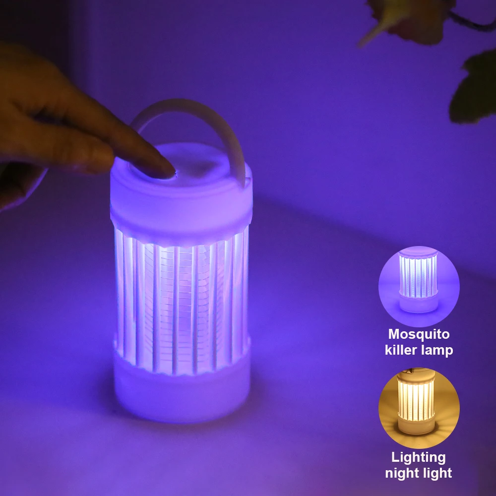 USB Charging Mosquito Lamp Electric Shock Bug Zapper UV Light For Bedroom Outdoor Camping Anti Trap