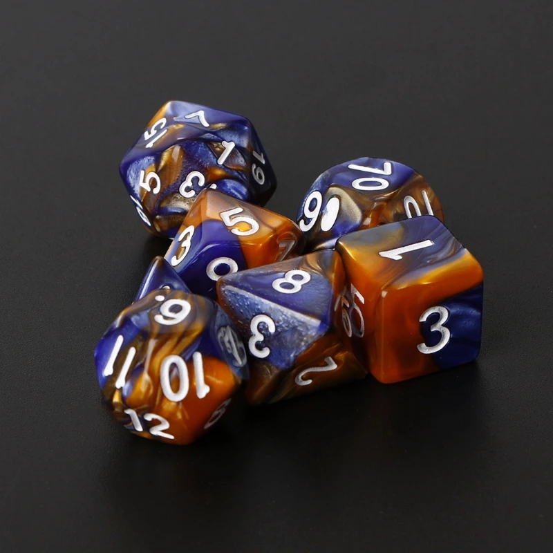 

7 шт./компл. акриловые полигедрические кости для TRPG настольной игры