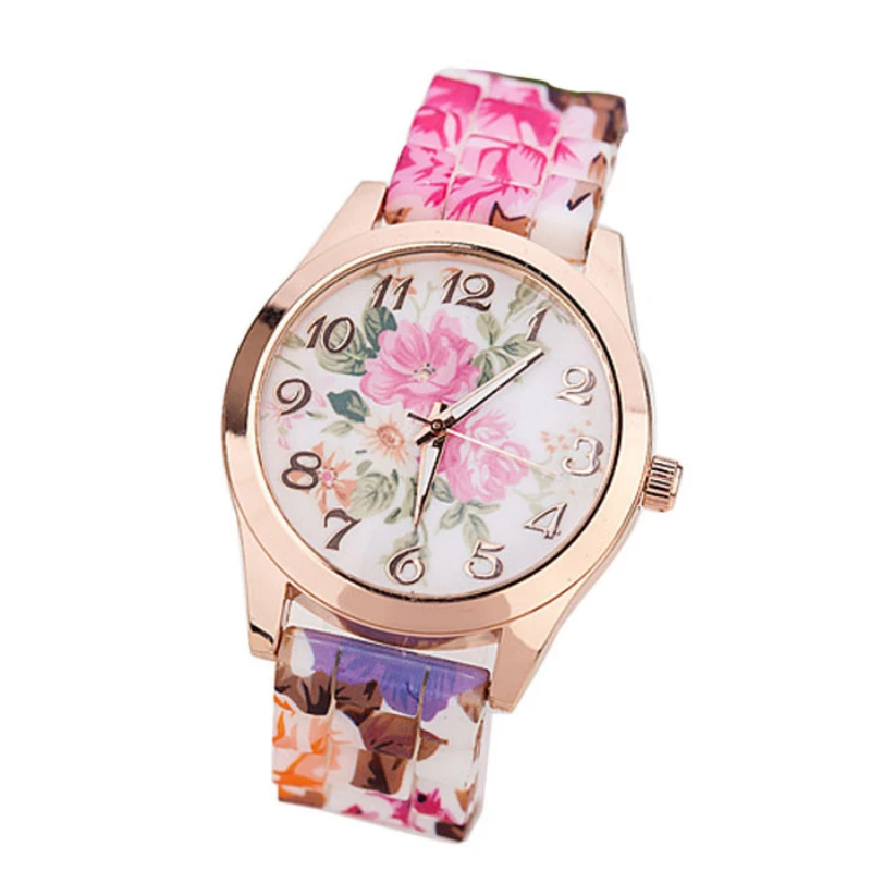 

Women Girl Watch Silicone Printed Flower Causal Quartz WristWatches Smart Watch часы женские Relogio Feminino Montre Femme