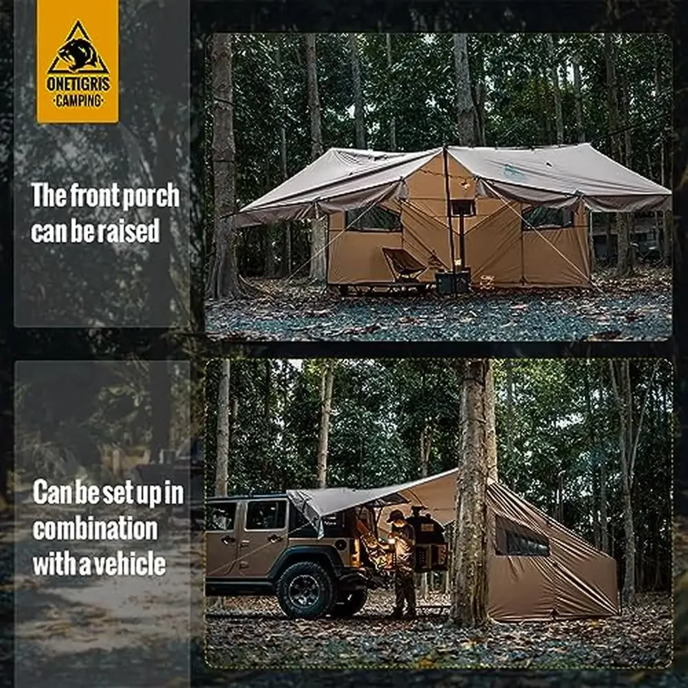 Hot Tent Large Spacious Hammock Shelter Windproof Waterproof Snow Skirt 4 Person Camping Bushcraft Kit Transportable 380cm * 6