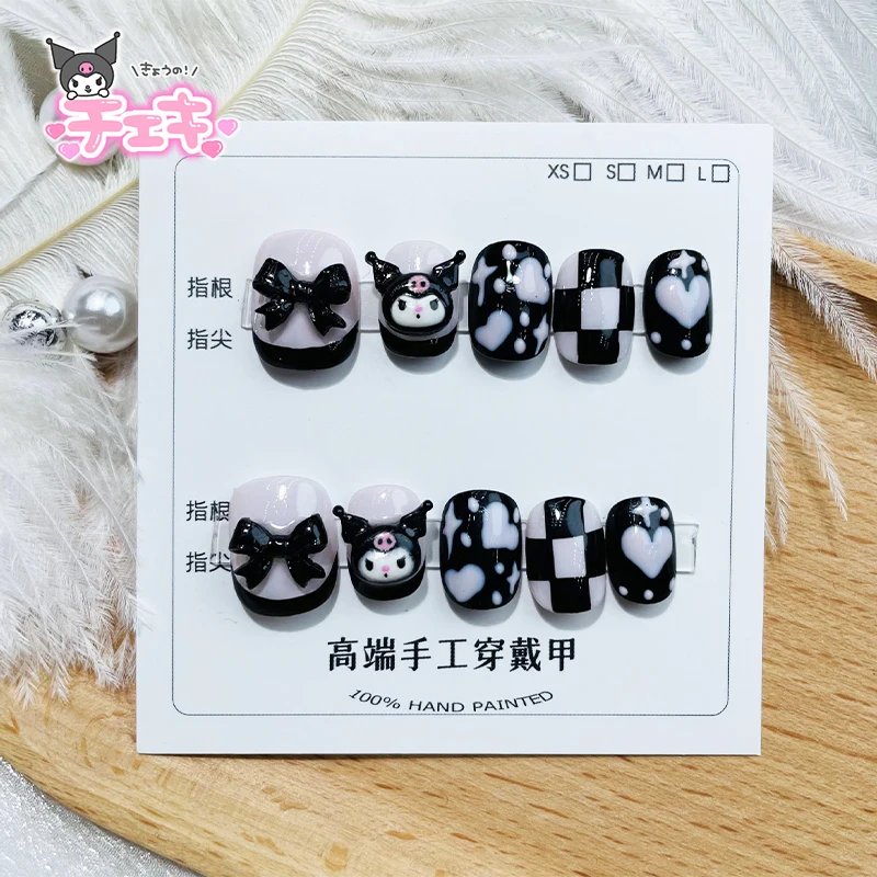 

Kawaii Sanrio Kuromi Cartoon Anime Cute Woman Girls Wear Nail Art Disassemble Nail Decoration Accessories Stickers Toys Gifts