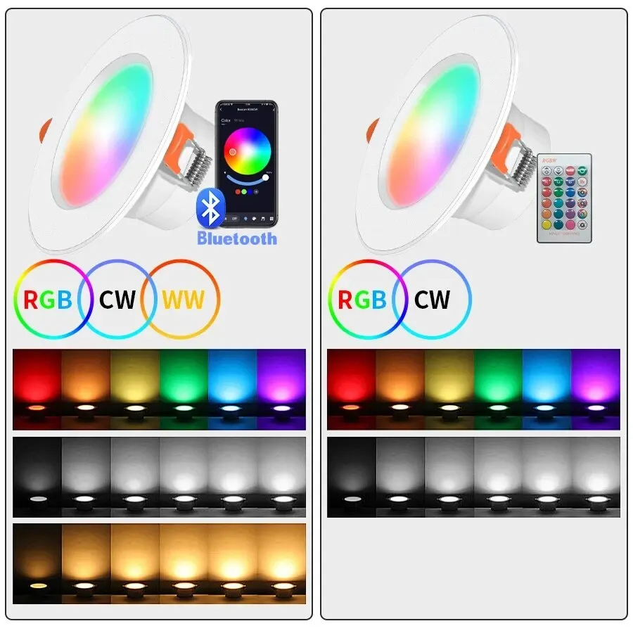 Tuya Bluetooth Smart Downlight 3pcs Full Color Dimming 3 Inch Tuya Bluetooth Control Downlight 10W 85-265v led downlight