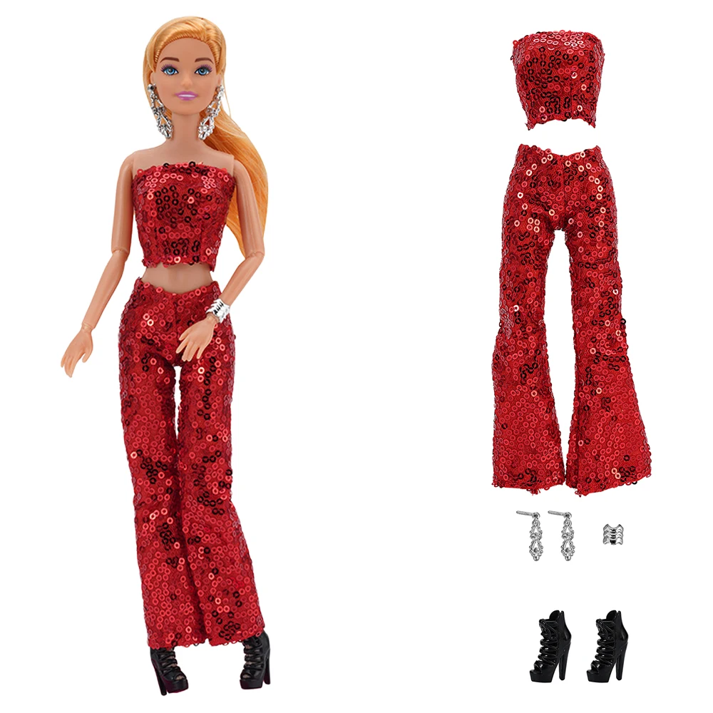 NK New 11.5" Doll Sequin Clothes For Barbie Doll Outfits For 30 CM Casual Wears Suit for 1/6 BJD Dolls Accessory JJ