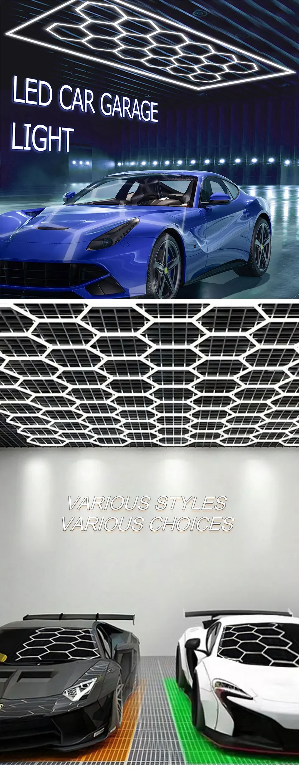 Description Picture 2 of itemGarage Hexagon Light Lamp Barber Shop Honeycomb Led Light AC85-265V Led Tube Ceiling Lighting For Auto Car Body Repair Workshop