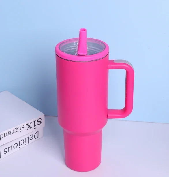 40 oz Tumbler with Handle and Straw, Leak-Proof Tumbler with Flip Straw, Double Vacuum Stainless Steel Water Bottle for Office#C