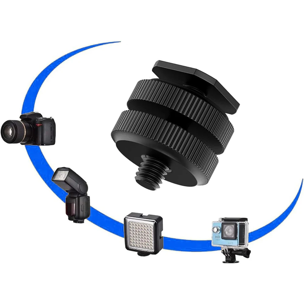 Aluminum Alloy Hot Shoe to 1/4" Adapter Hot Shoe Mount Flash Holder For GoPro Hero insta360 DJI Osmo Digital Camera Fill Light