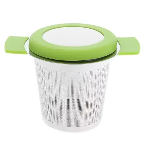 

Mesh Tea Strainer Stainless Steel Tea Infuser Basket with Handles Lid Fine Reusable Tea and Coffee Filters for Loose Tea Leaf