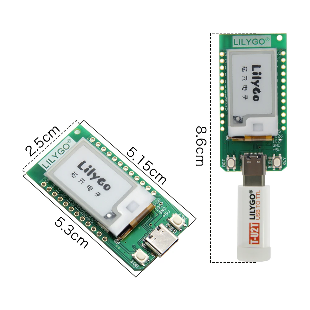 ® T-Dispay E-paper 1.02 inch Adapt to T-U2T USB To TTL Automatic Downloader