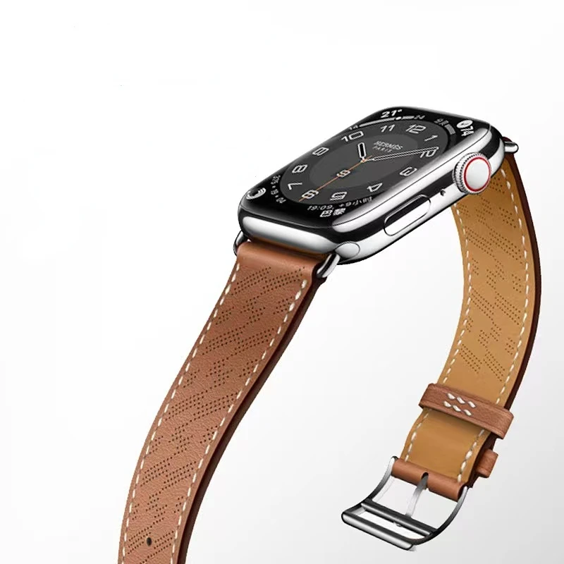 

Leather Strap For Apple Watch Band 49mm 45mm 44mm 41mm 40mm 42mm 38mm Breathable Bracelet Belt iWatch Ultra 8 7 6 5 4 SE Correa