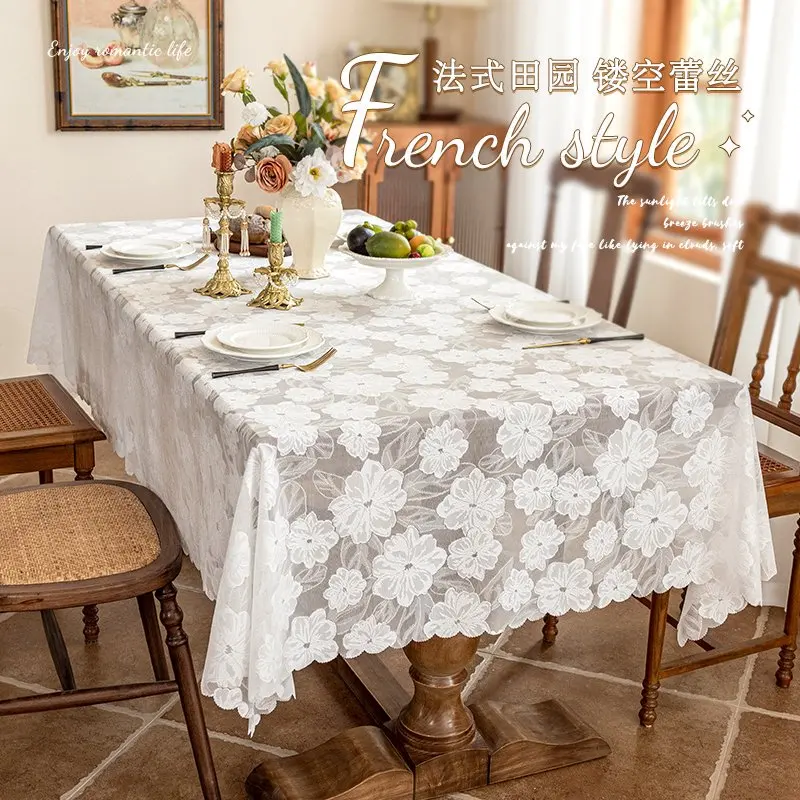 Nappe Dentelle Fleurie Blanche | Style Français Élégant