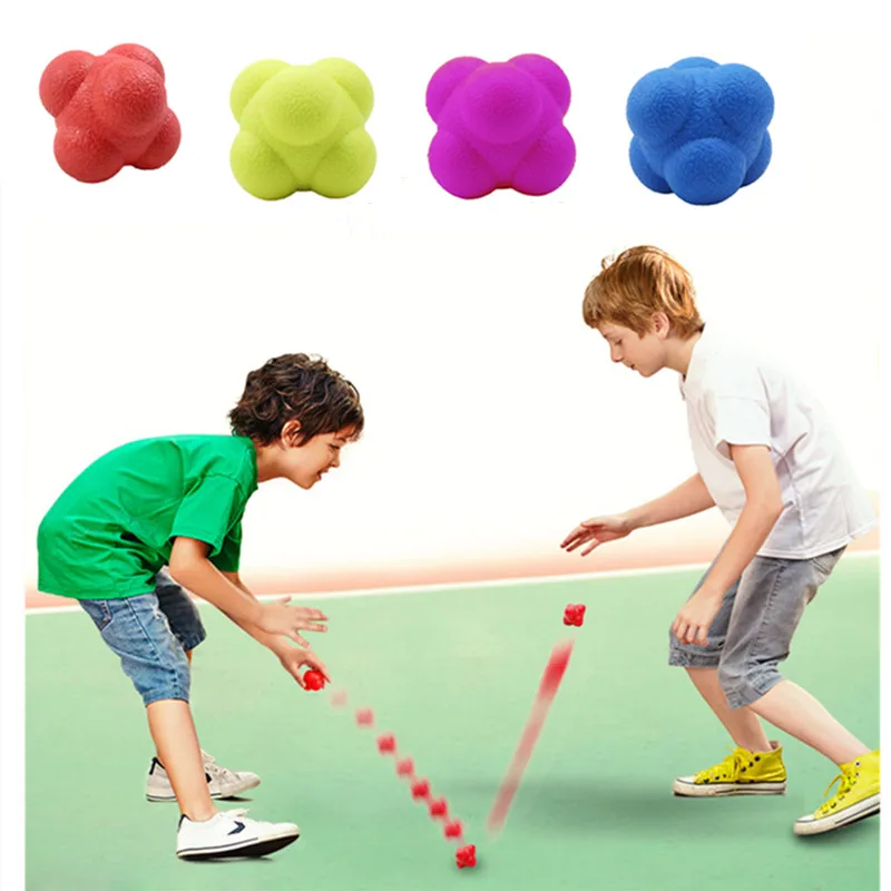 7cm Fitness Hexagonal Reaction Ball Silicone Agility Coordination Reflex Exercise Reaction Training Sports Fitness Balls Toys 2