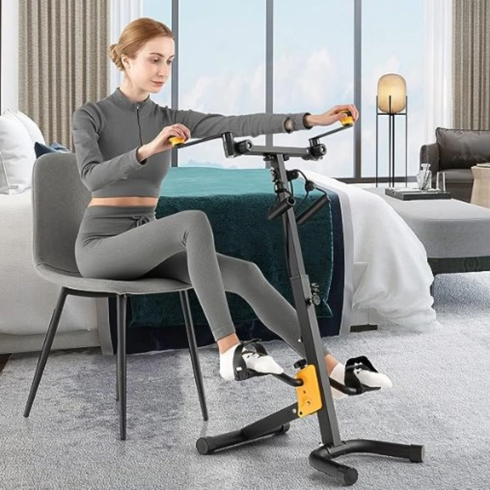Professional Foldable Exercise Bike for Rehabilitation & Full-Body Training - 8-Level Adjustable Height,Rotatable Handles 1
