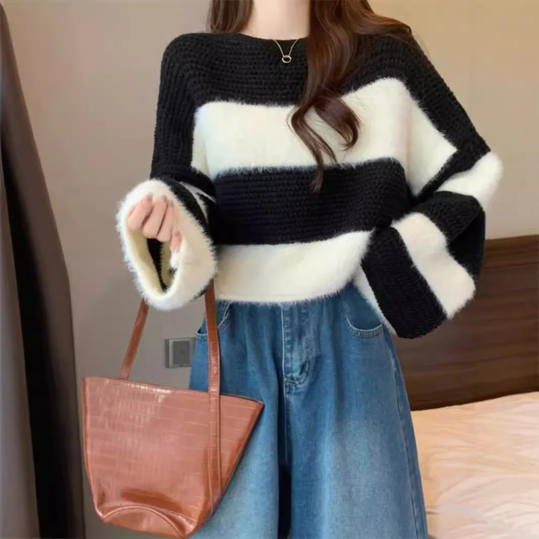 Autumn Female Striped Knitted Sweater