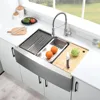 33 Inch Farmhouse Sink 16 Gauge Stainless Steel Workstation Ledge Deep Single Bowl Farm Sink with Accessories 2