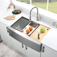 33 Inch Farmhouse Sink 16 Gauge Stainless Steel Workstation Ledge Deep Single Bowl Farm Sink with Accessories 2