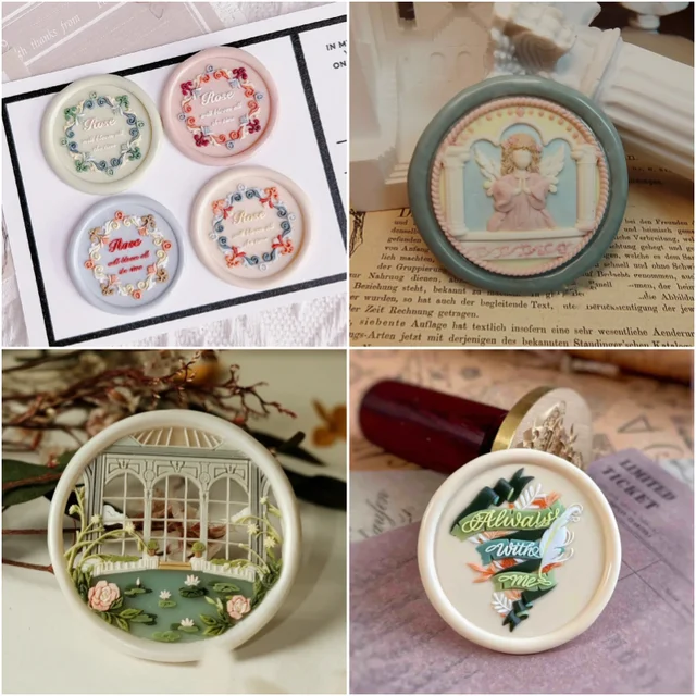 Fire seal seal head multi-layer precision carving DIY hand ledger embossed brass head envelope seal children's stamp toy 1