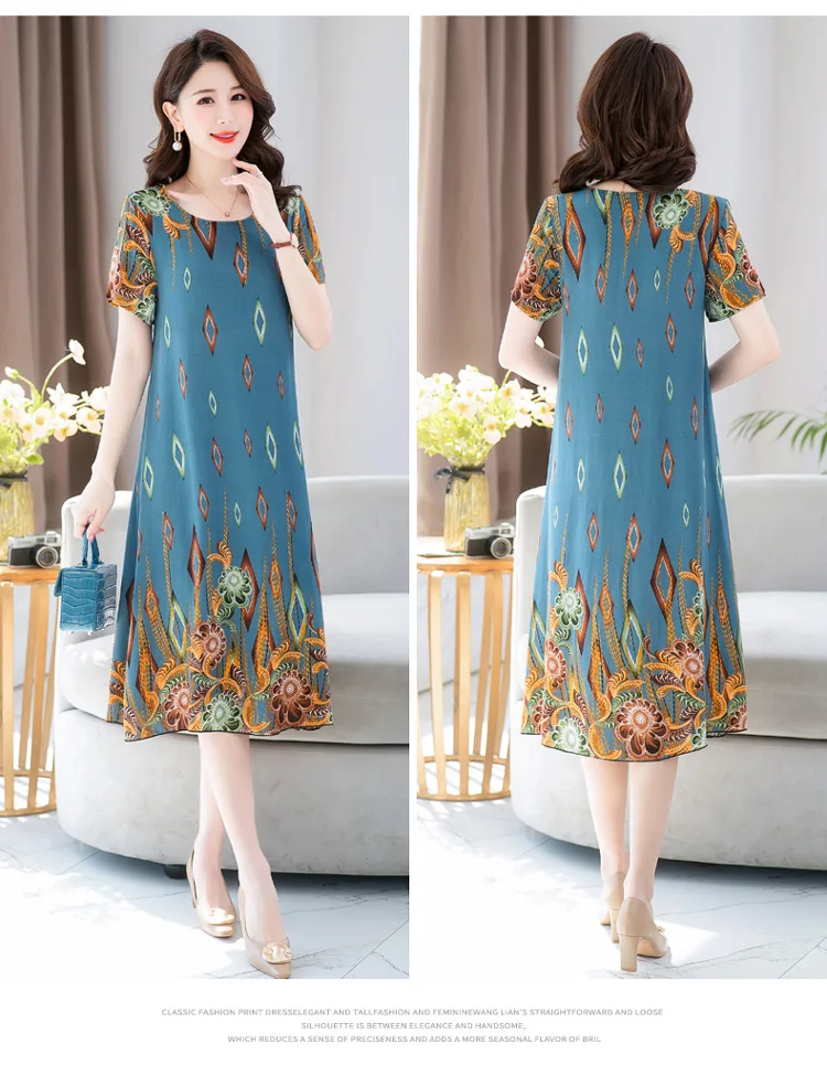 Neue Sommer Hause Kleidung Für Mütter Mittleren Alters Kurzarm Nachtwäsche Kleid Baumwolle Rayon Lange Nachthemd Frauen Nachthemden 5XL – Detail 25