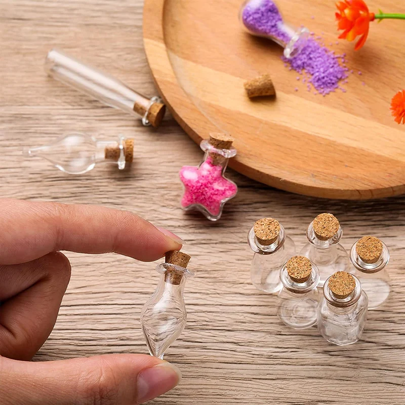 10pcs Small Glass Bottles with Clear Cork Stopper Jars Tiny Wedding Vials 0.5-5ml Message Favor Containers Jewelry Spell Jars glass bottles