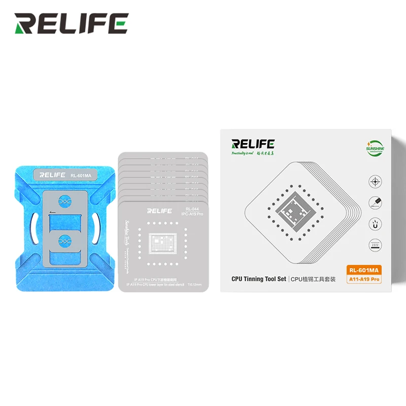 RELIFE RL-601MA 유니버설 CPU 리볼링 스텐실 플랫폼 (아이폰 A11-A19 IC 칩 플랜팅 틴 템플릿 수리용)
