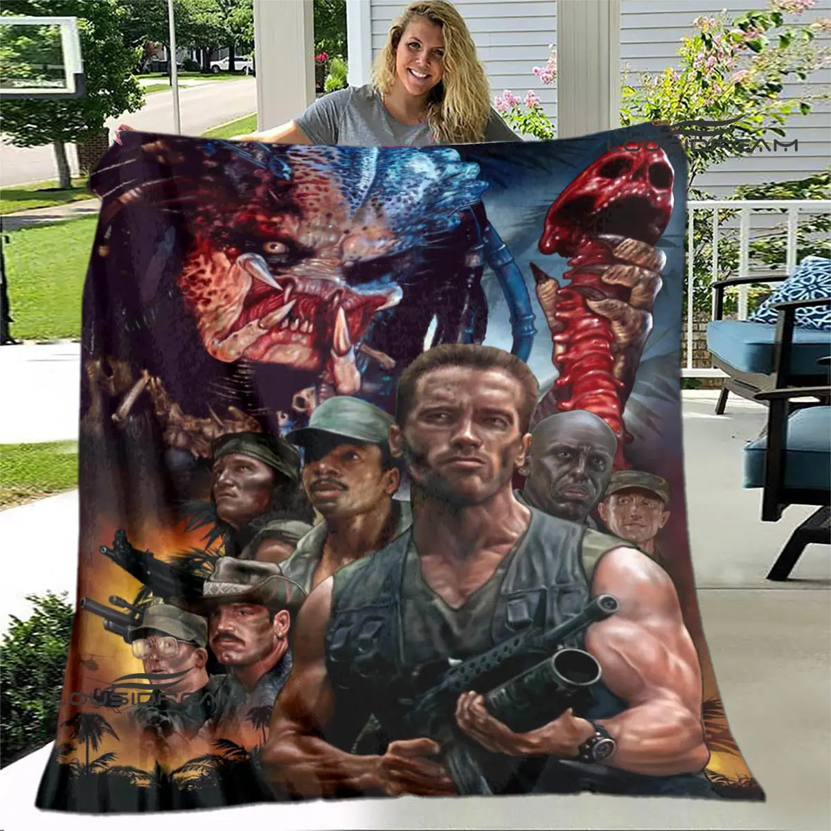 

Alien vs. Predator Print Blanket Picnic Blanket Thin Blanket Flannel Soft and Comfortable Home Travel Bed Blanket Birthday Gift