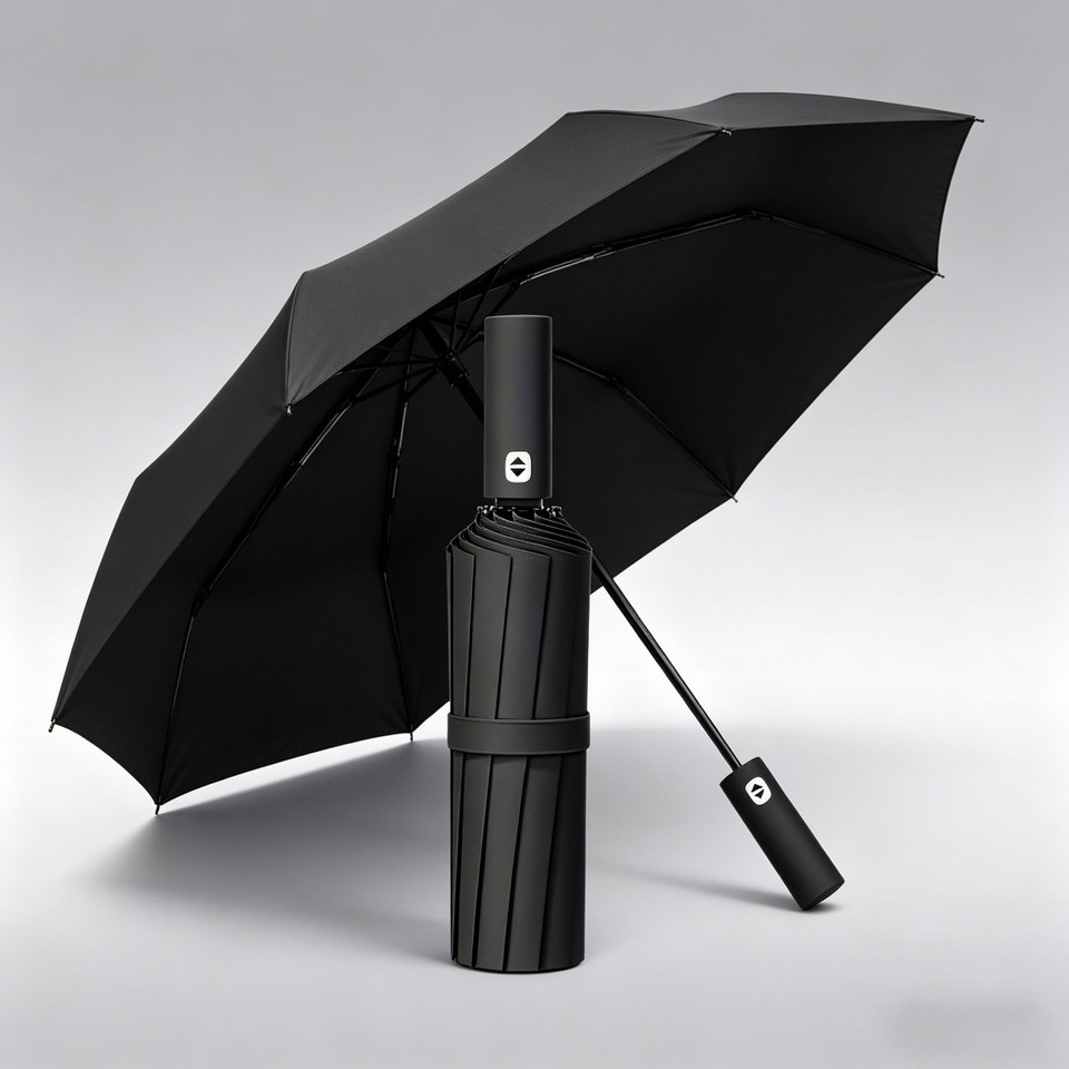 NEW Automatic 12 Bone Black Glue Fully Umbrella With Thick And Durable Keel Three Fold Umbrella UV Resistant Folding Umbrella
