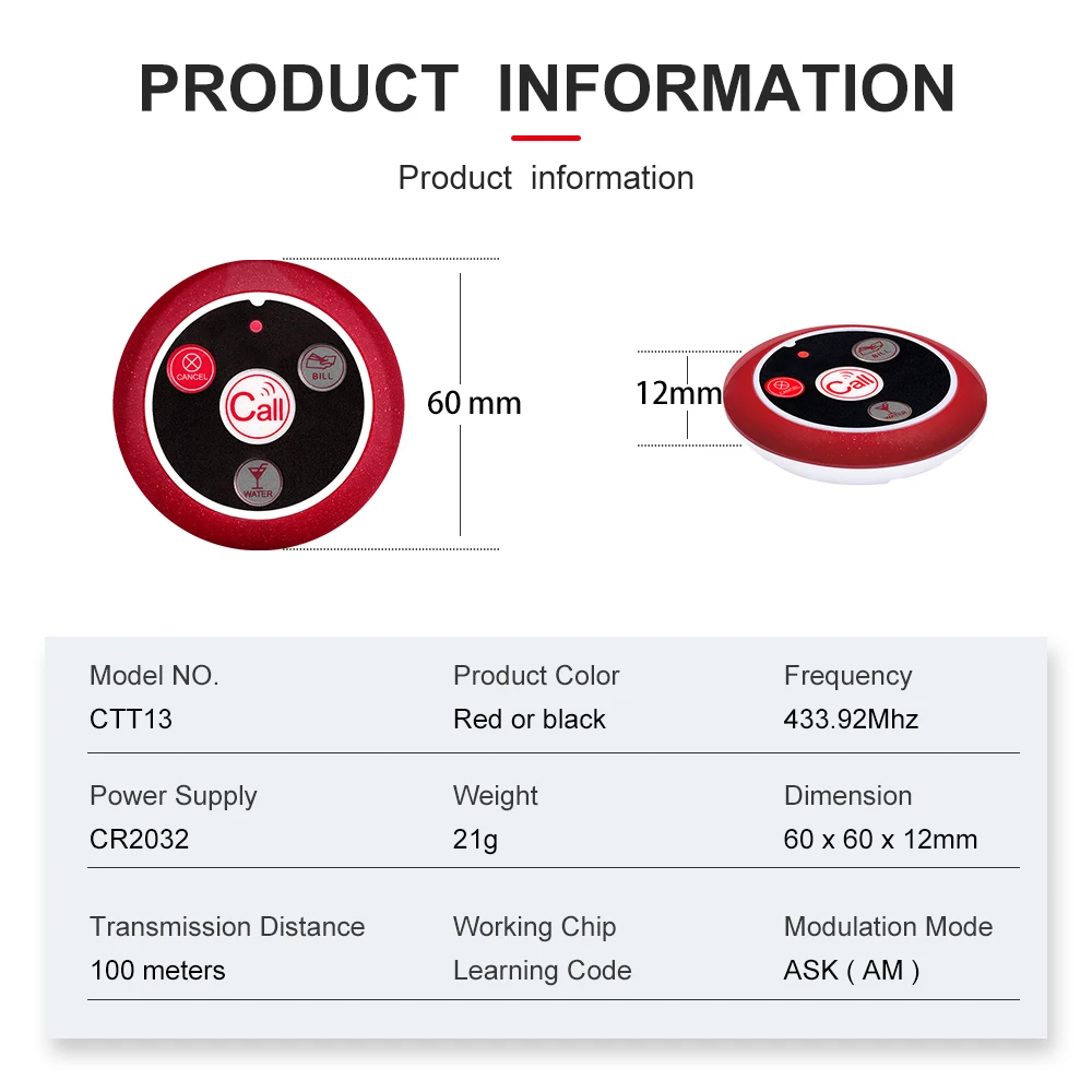 JINGLE BELLS 2 Watch Pager 1 Waiter Table Call Button Wireless Calling System Transmitter for Restaurant Bar Clinic Cafe Paging