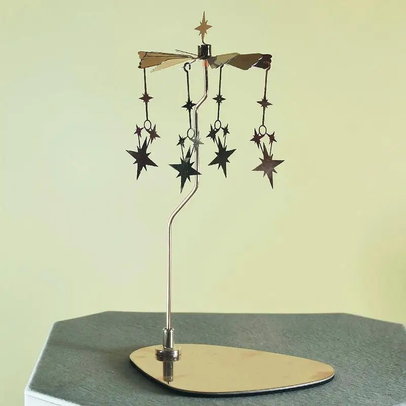 Candle Holders Candlestick Rotating Spin Carousel Tea Light Candle Holder Aromatherapy Wind Chime Candle Holder Wedding Home Decoration