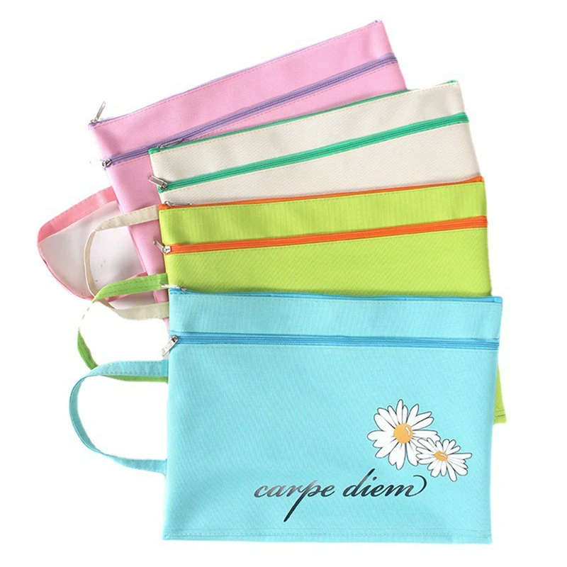 

4Pcs Double-Layer A4 File Bag File Folder File Bag Stationery Storage File Pouch For Students School Office Supplies