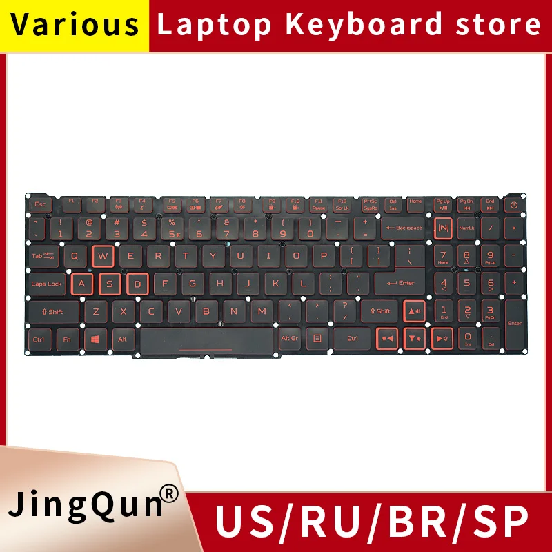 Teclado para Notebook Russo dos Eua Luz de Fundo para Acer Nitro An51554 An51543 An515-44 An517-51 An517-52 An517-54 N18c3 N18c4