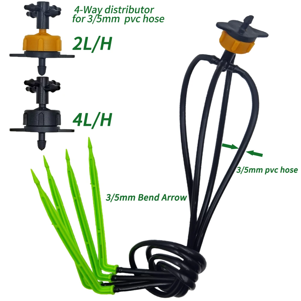 Oasis 10-100M 4L 8L/H Garden Micro Drip Irrigation Emitter Watering Systems Kits 3/5mm Arrow Drippers Potted Bonsai Greenhouse 3
