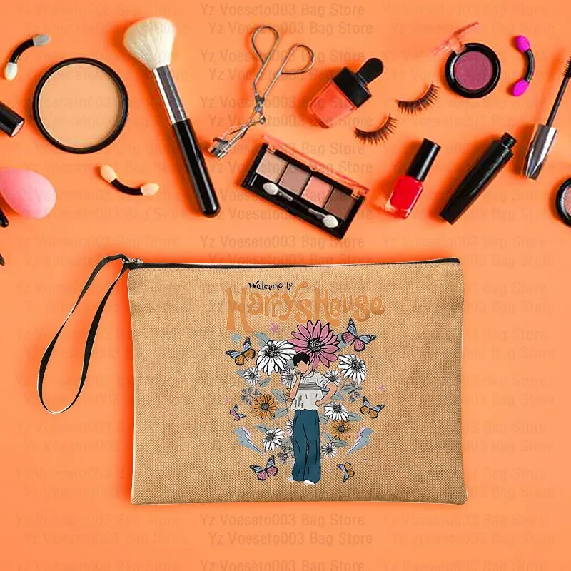 Harry\'s House Makeup Cosmetic Lipstick Travel Wash Bag Women\'s Canvas Linen Pouch Pencil Stationery Small Mini Bags Teacher Gift