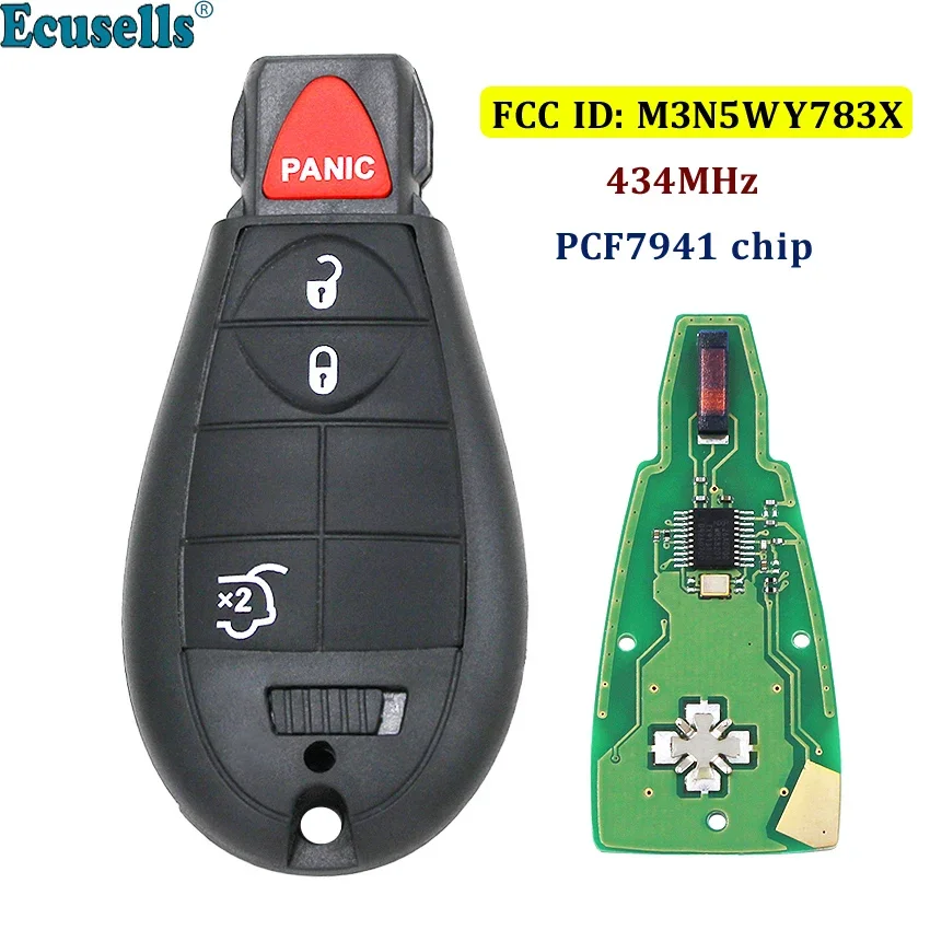 

3 + 1 кнопочный смарт-ключ 434 МГц с чипом PCF7941 ID46 для Chrysler #3 FCC ID: M3N5WY783X/Φ