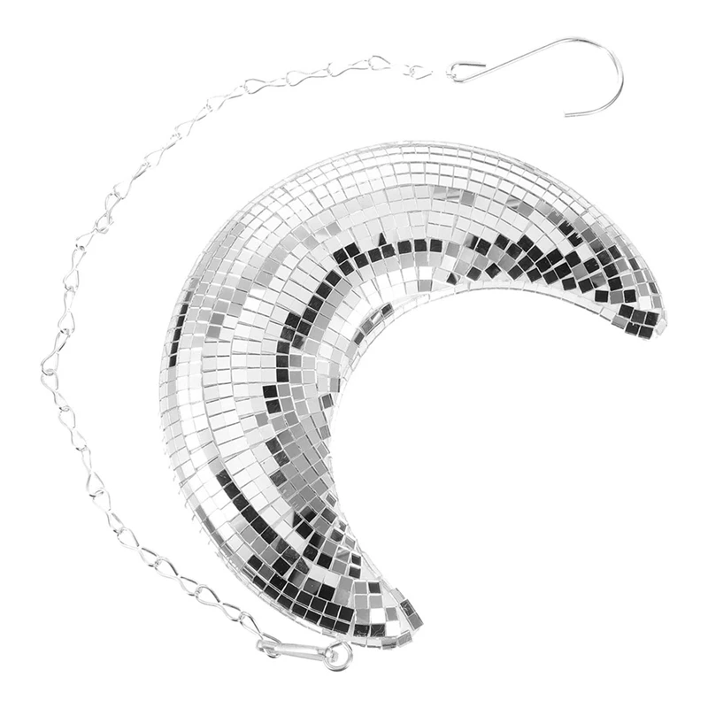 

Дискошар в форме луны подвесной зеркальный шар с цепью бар Ktv Dj клубный сценический День Рождения Вечеринка диско-шар украшение простой в использовании