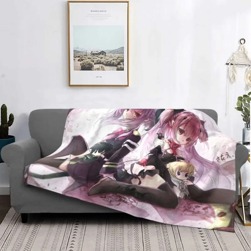

Трикотажные одеяла Seraph Of The End, флисовые Мультяшные японские супер теплые Пледы для кровати, спальни, одеяло