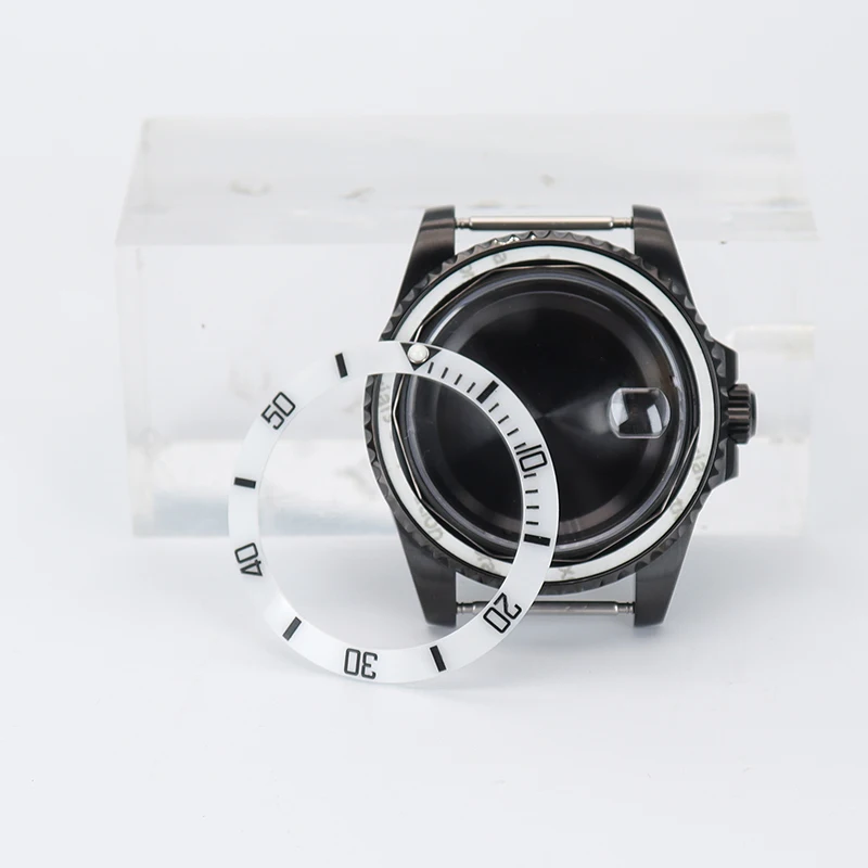 

40mm Black Watch Case For Seiko NH35 NH36 EtA 2824 Miyota 8215 Movement 28.5mm Dial Submariner Waterproof Parts Ceramic Bezel