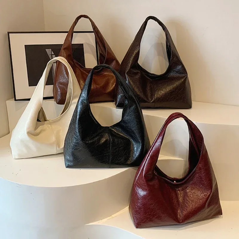 Large Capacity PU Leather Hobo Underarm Bags Autumn Winter Shoulder Bag for Women 2026 New Trend Y2K Handbags and Purses Tote