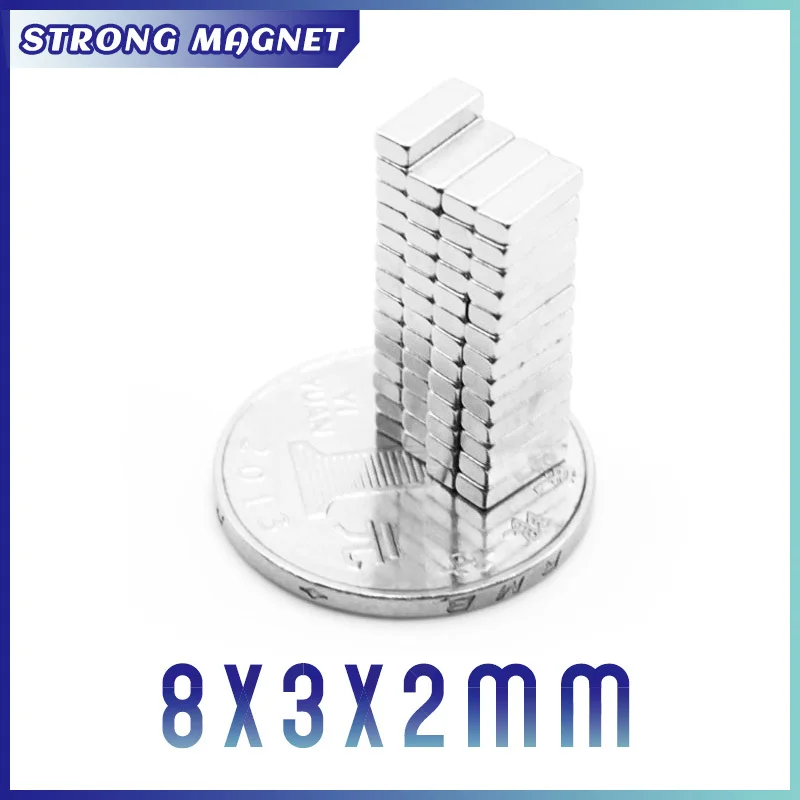강력한 자석 블록 자석, N35 네오디뮴 시트, 쿼드레이트 희토류, 8x3x2, 10 PCs, 20 PCs, 50 PCs, 100 PCs, 200 PCs, 500 PCs, 1000PCs, 8mm x 3mm x