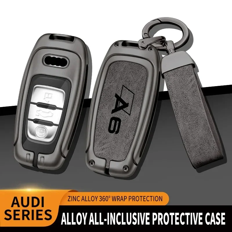 

Metal+leather Car Key Cover Protection Case For AudiA6 S6 RS6 Auto Key Protect Holder Zinc Alloy Car Key Cover
