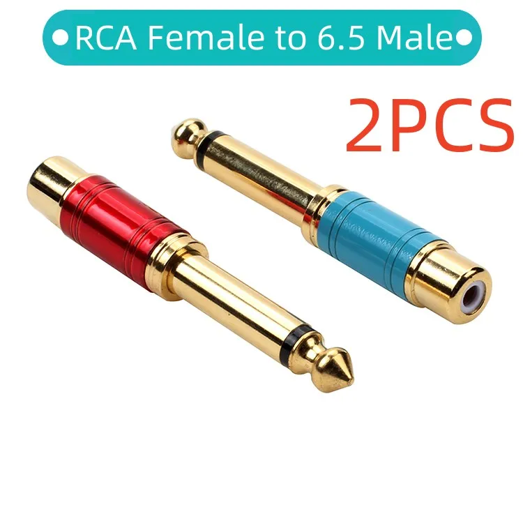 2pcs Mono 6.35 Male mm to RCA Female Connector for Computer Sound Mixer 6.5 Jack Audio Stereo Adapter ugreen jack 3 5 mm to 2 5 mm audio adapter for xiaomi mi box 2 5mm male to 3 5mm female plug connector for aux speaker jack 3 5